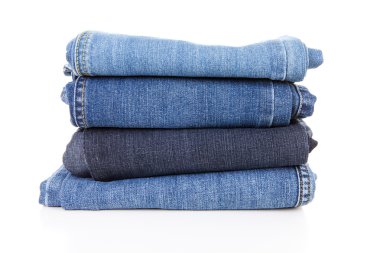 Mavi jeans yığını