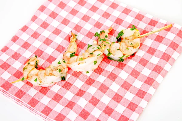Malé krevety občerstvení na ubrousek — Stock fotografie