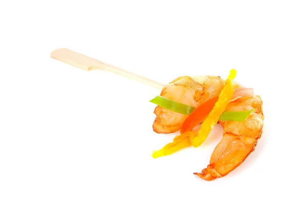 在棍子上的虾小食 — 图库照片