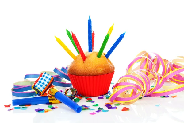 Cupcake γενέθλια με τα μέρη των κεριών — Φωτογραφία Αρχείου