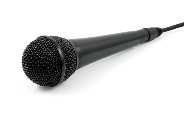 Old black microphone with cable — Stock Photo, Image