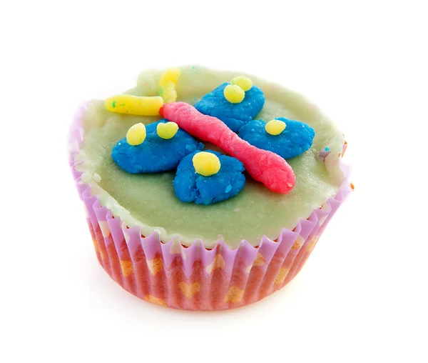 Cupcake com decoração de maçapão — Fotografia de Stock