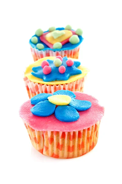 Cupcakes with marzipan decoration — Stock Photo, Image