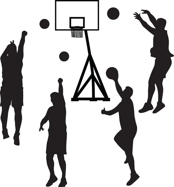 Basketballspieler Silhouettenvektor — Stockvektor