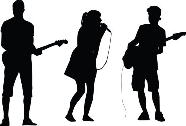 Guitarist and singer silhouette vector clipart