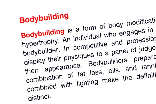 Bodybuilding text highlighted in red — Stock Photo, Image