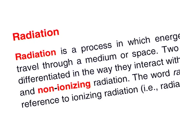 Texto de radiación resaltado en rojo — Foto de Stock