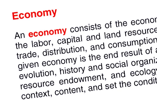 Economy text highlighted in red — Stock Photo, Image