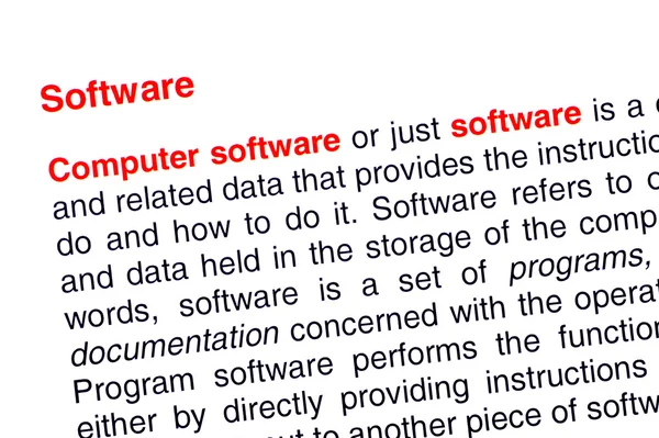 Software-Text rot hervorgehoben — Stockfoto