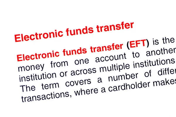 Text der elektronischen Geldüberweisung rot hervorgehoben — Stockfoto