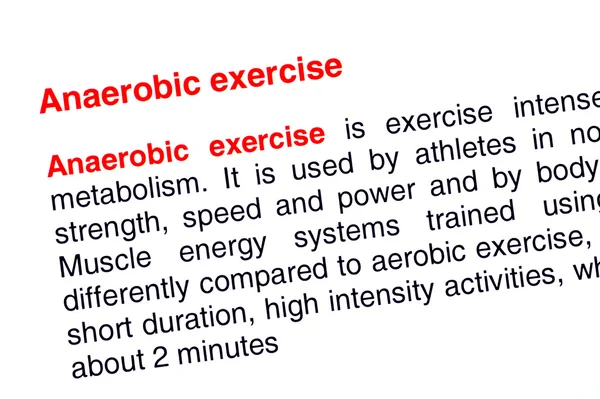 Stock image Anaerobic exercise text highlighted in red