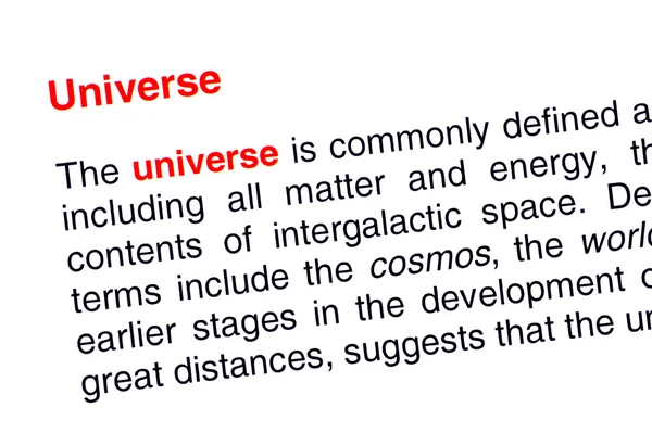 stock image Universe text highlighted in red