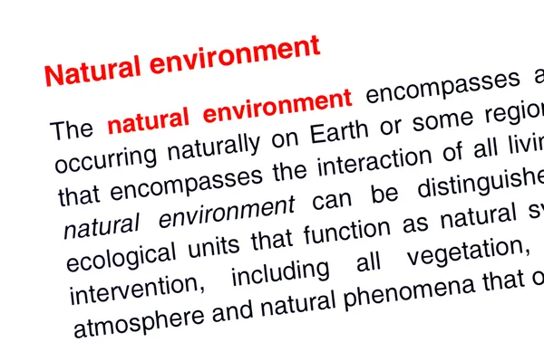 Natural environment text highlighted in red — Stock Photo, Image