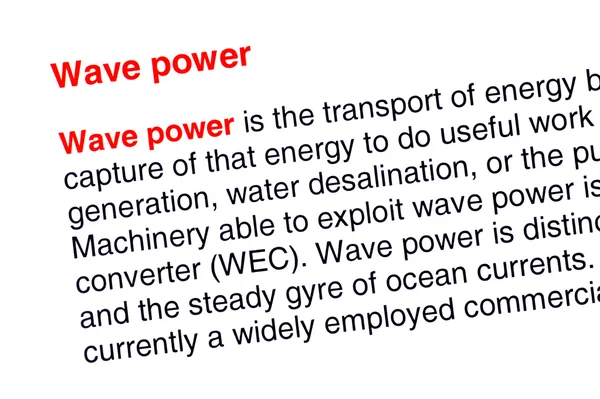 Wave power text highlighted in red — Stock Photo, Image