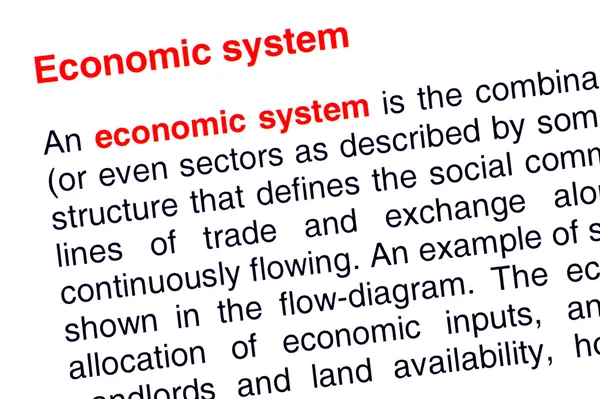 Economic system text highlighted in red — Stock Photo, Image