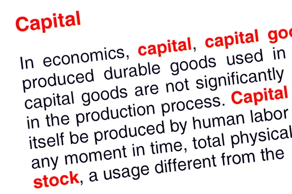 Capital text highlighted in red — Stock Photo, Image