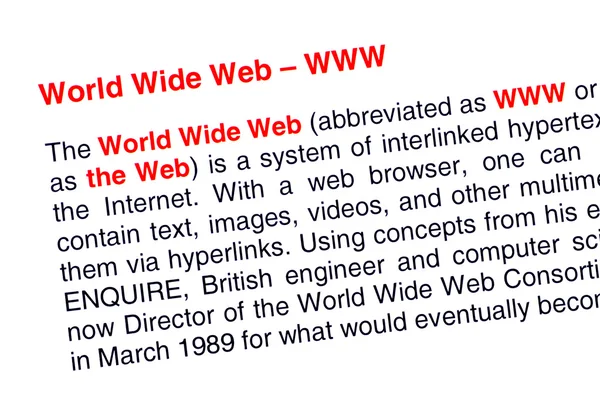 Texto WWW destacado em vermelho — Fotografia de Stock