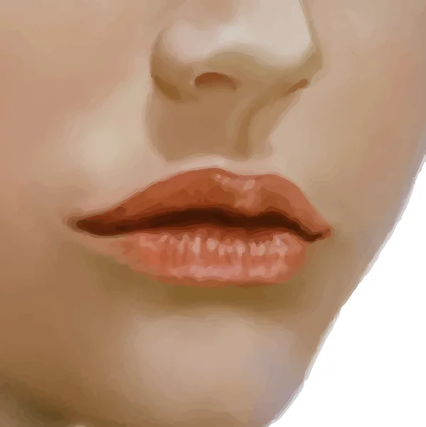 Jeune fille face.Lips — Image vectorielle