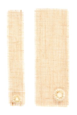çul etiketleri ile üzerine beyaz bir dekor. set iki çuval bezi kumaş