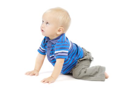 Baby crawling, active one year clipart