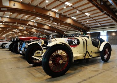 White Bugatti Type 35 built in 1925, and many other veteran, classic and historic cars clipart