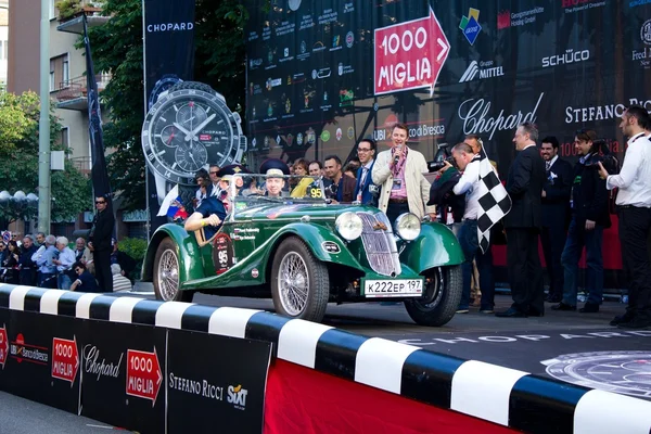Green 1936 Riley sprite at the start of 2012 1000 Miglia — Stock Photo, Image