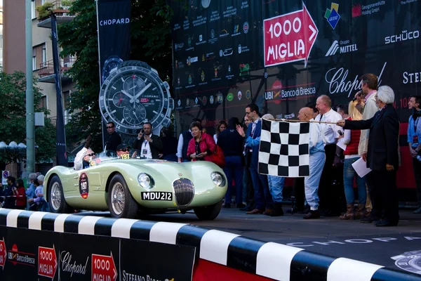 stock image Green 1952 Jaguar C-Type at the start of 2012 1000 Miglia