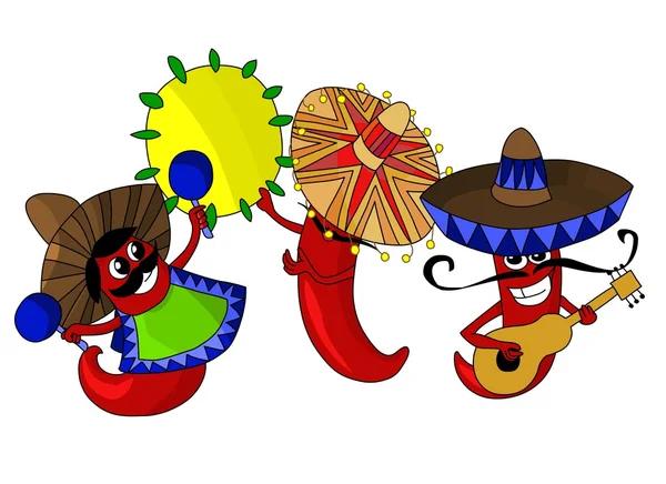 Hete Mexicaanse chilipepertjes — Stockvector