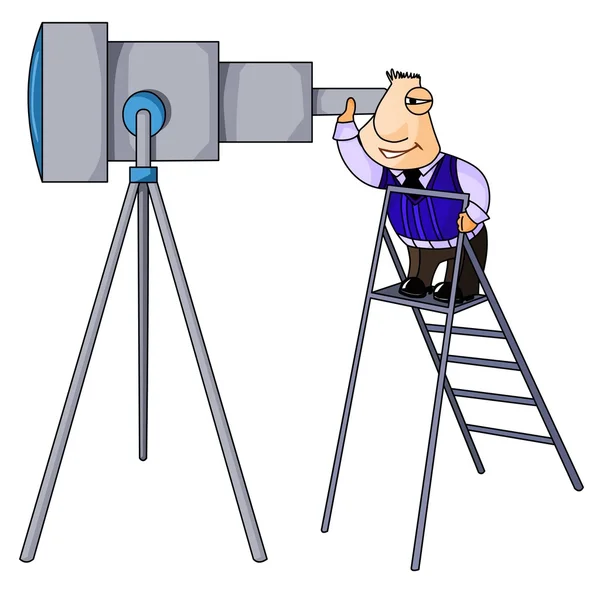 Geschäftsmann blickt ins Teleskop. — Stockfoto
