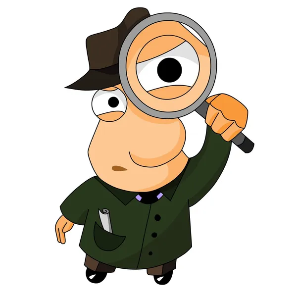 Detective with magnifying glass — Stock Photo, Image
