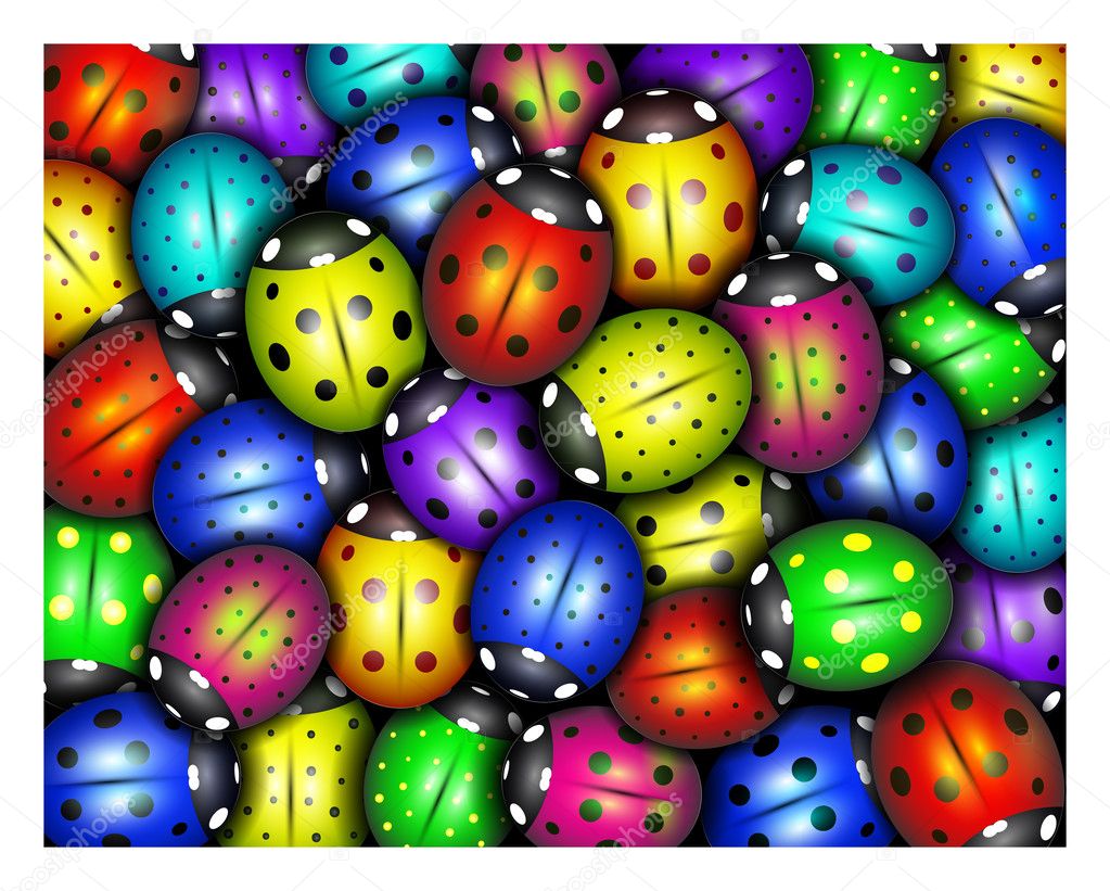 Background of colorful ladybugs