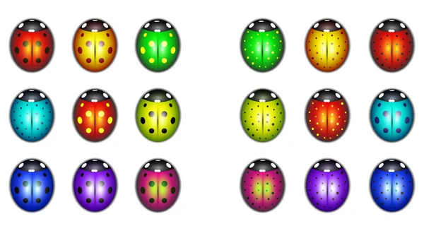 Set of colorful ladybugs — Stock Vector