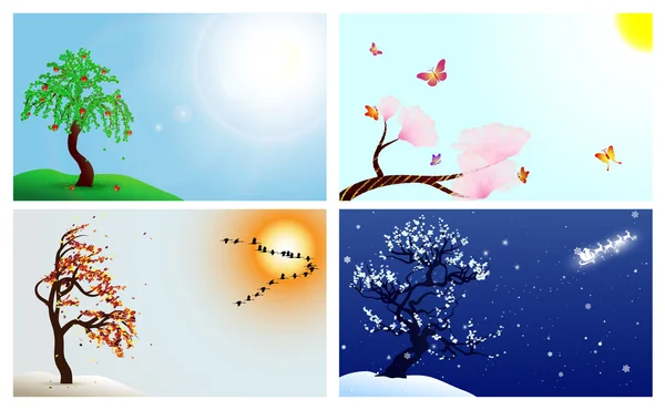 Fyra årstider Royaltyfria illustrationer