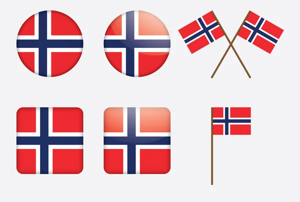 Odznaky s norská vlajka — Stockový vektor