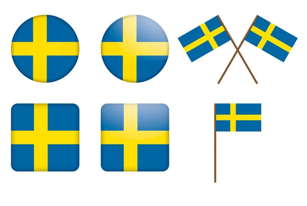 Distintivos com bandeira da Suécia —  Vetores de Stock