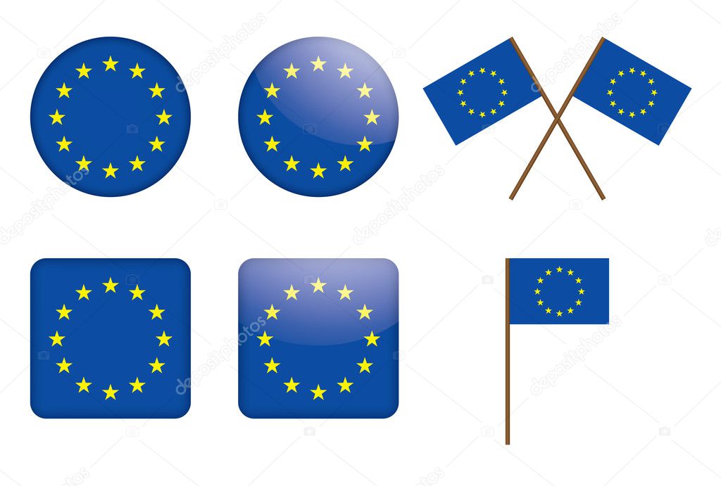 Badges with European Union flag