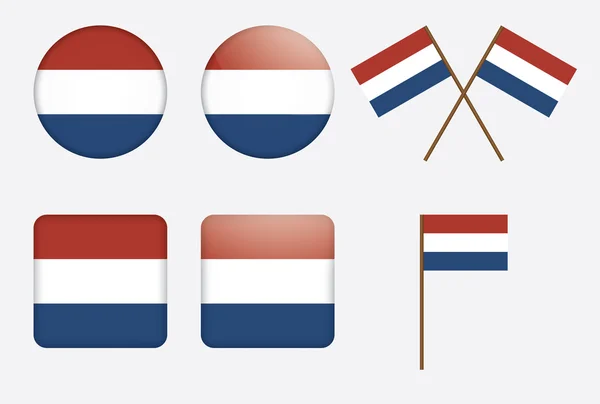 네덜란드의 왕국의 국기와 배지 — 스톡 벡터