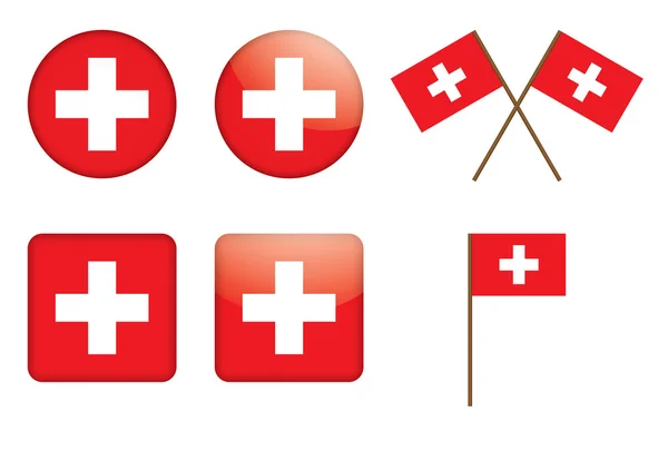 Distintivos com bandeira suíça —  Vetores de Stock
