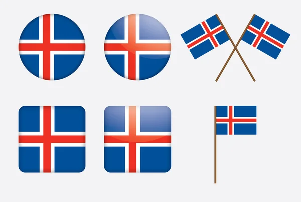 Odznaky s vlajkou Islandu — Stockový vektor