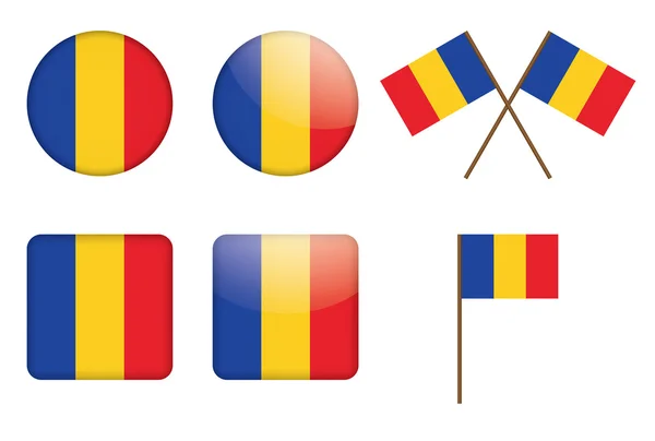 Badges avec drapeau de Roumanie — Image vectorielle