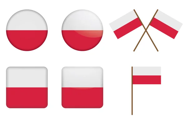 Odznaki z flagą Polski — Wektor stockowy