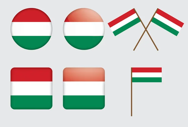 Insignias con bandera de Hungría — Vector de stock