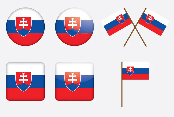 Insignias con bandera de Eslovaquia — Vector de stock