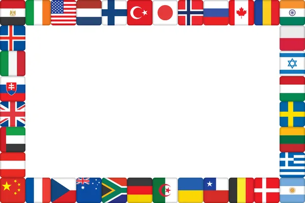 世界の旗のアイコンから成っているフレーム — ストックベクタ