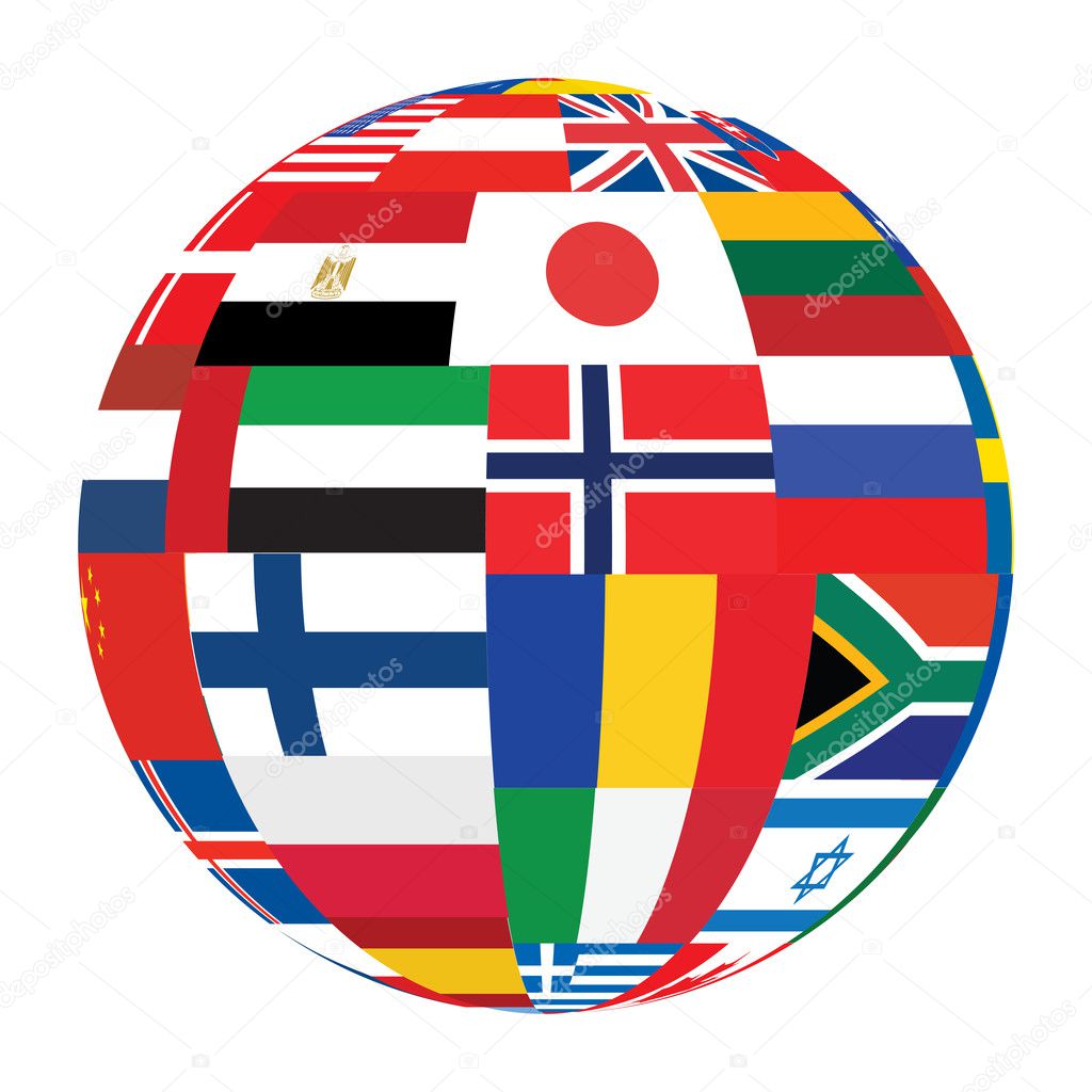 Sphere with world flags