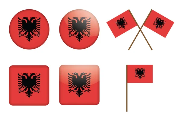 与阿尔巴尼亚国旗徽章 — 图库矢量图片