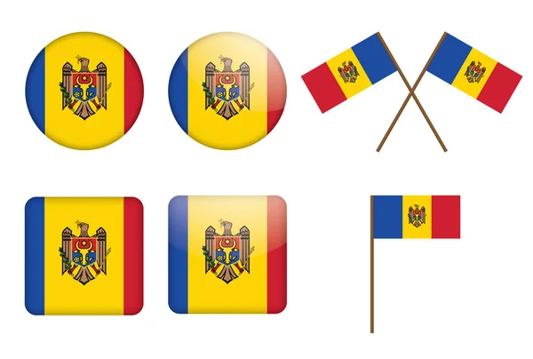Abzeichen mit der Flagge der Republik Moldau — Stockvektor