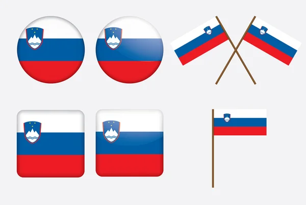 Insignias con bandera de Eslovenia — Archivo Imágenes Vectoriales