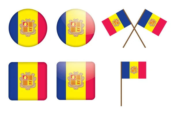 Lencana dengan bendera Andorra - Stok Vektor