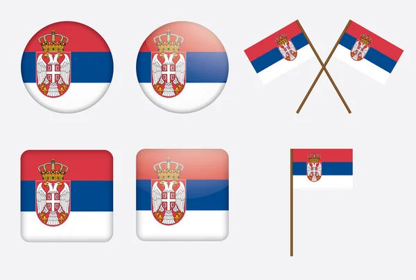 Odznaky s vlajka Srbska — Stockový vektor